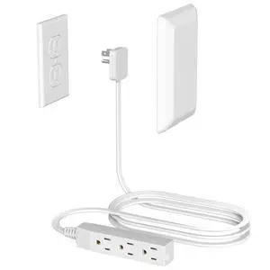 Flat Plug Power Strip Wall Outlet, 3 AC Outlets, Ultra Thin Extension Cord, Multi Socket Extender for Home Office, Dorm Room Essentials for Girls and Boys (White 5ft) Flat Plug Power Strip Wall Outlet, 3 AC Outlets, Ultra Thin Extension Cord, Multi Socket Extender for Home Office, Dorm Room Essentials for Girls and Boys (White 5ft)