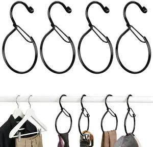4 Pack Belt Hanger for Closet, Multipurpose Closet Hanger with S Hook, Rust-Resistant Metal Belt Organizer & Tie Rack for Belts, Ties, Scarves, Hats, Bags, Space Saving Wardrobe Storage (Black) 4 Pack Belt Hanger for Closet, Multipurpose Closet Hanger with S Hook, Rust-Resistant Metal Belt Organizer & Tie Rack for Belts, Ties, Scarves, Hats, Bags, Space Saving Wardrobe Storage (Black)