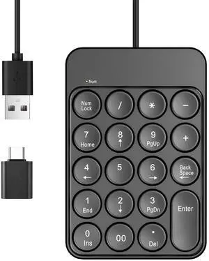 USB Number Pad with Type-C Adapter, Wired Number Keypad for Laptop, Numpad 10 Key USB Keypad, Keyboard for PC, Compact Essential Accesssories Tools for Computers Desktop & Notebook (19 Keys) USB Number Pad with Type-C Adapter, Wired Number Keypad for Laptop, Numpad 10 Key USB Keypad, Keyboard for PC, Compact Essential Accesssories Tools for Computers Desktop & Notebook (19 Keys)