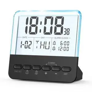 Transparent Bedside Digital Alarm Clock-Loud Alarm for Heavy Sleepers.Large Display,Date Function, Colorful Night Light.Modern Design.Battery Operated,Perfect for Kids,Teens in Bedroom(Black) Transparent Bedside Digital Alarm Clock-Loud Alarm for Heavy Sleepers.Large Display,Date Function, Colorful Night Light.Modern Design.Battery Operated,Perfect for Kids,Teens in Bedroom(Black)