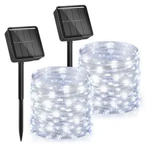 Solar String Lights, 2 Packs Total 66Ft 200 LED Fairy Lights Pure White Solar String Lights, 2 Packs Total 66Ft 200 LED Fairy Lights Pure White