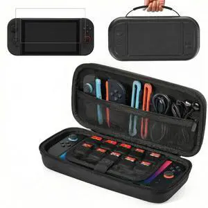 Case with Tempered Glass Screen Protector for Nintendo Switch 2, 10 Game Cartridges and Large Capacity for Accessories, Portable Hard Shell Handheld Travel Protective Pouch Case with Tempered Glass Screen Protector for Nintendo Switch 2, 10 Game Cartridges and Large Capacity for Accessories, Portable Hard Shell Handheld Travel Protective Pouch