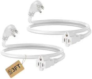 Indoor Outdoor Extension Cord, White, 3ft, 2 Pack Indoor Outdoor Extension Cord, White, 3ft, 2 Pack