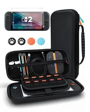 Carrying Case for Nintendo Switch 2(2025), 9 in 1 Accessories Bundle with 2 Screen Protectors, 4 Thumb Grip Caps, Protective Hard Shell Portable Travel Case for Switch2 with 20 Game Cartridges Carrying Case for Nintendo Switch 2(2025), 9 in 1 Accessories Bundle with 2 Screen Protectors, 4 Thumb Grip Caps, Protective Hard Shell Portable Travel Case for Switch2 with 20 Game Cartridges