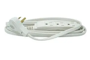 SlimLine Indoor Flat Extension Cord, 8 Ft, 16 Gauge Right Angle Plug, 3 Polarized Outlets, 125 Volts, White, 2241 SlimLine Indoor Flat Extension Cord, 8 Ft, 16 Gauge Right Angle Plug, 3 Polarized Outlets, 125 Volts, White, 2241