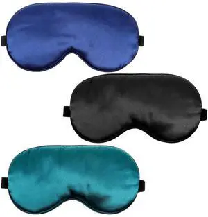 3 Pcs Sleep Mask, Silk Blackout Eye Mask Eyeshade Black, Blue, Green 3 Pcs Sleep Mask, Silk Blackout Eye Mask Eyeshade Black, Blue, Green