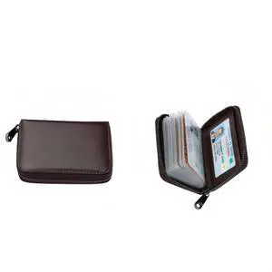 Genuine Leather Credit Card Holder, Wallet Case, Bank Card Case, RFID Blocking Secure Card Case, ID Case, Organizer Zipper Wallet 1 Pcs - Coffee Genuine Leather Credit Card Holder, Wallet Case, Bank Card Case, RFID Blocking Secure Card Case, ID Case, Organizer Zipper Wallet 1 Pcs - Coffee