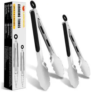 2 Pcs Stainless Steel Cooking Tongs, 7-Inch and 9-Inch 2 Pcs Stainless Steel Cooking Tongs, 7-Inch and 9-Inch