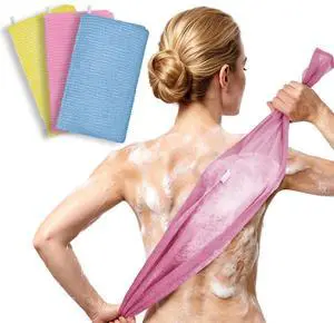 Exfoliating Washcloth Body Scrubber, 36.81-Inch Quick-Dry Exfoliating Towel, Japanese Loofah Back Scrubber Towel for Women Men (Blue & Rose Red & Yellow, Pack of 3) Exfoliating Washcloth Body Scrubber, 36.81-Inch Quick-Dry Exfoliating Towel, Japanese Loofah Back Scrubber Towel for Women Men (Blue & Rose Red & Yellow, Pack of 3)