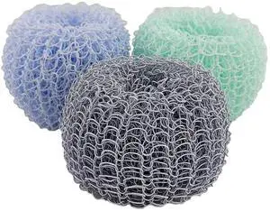 Mesh Dish Scrubber Set, Set of 3 Multicolor Polyester Kitchen Cleaners Mesh Dish Scrubber Set, Set of 3 Multicolor Polyester Kitchen Cleaners