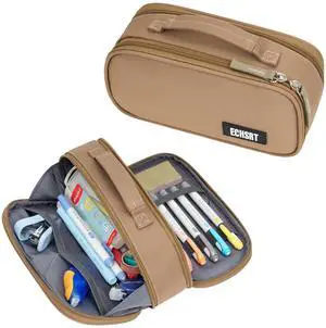 Large Tactical Pencil Case, 3-Compartment Pen Pouch Organizer, Khaki Large Tactical Pencil Case, 3-Compartment Pen Pouch Organizer, Khaki