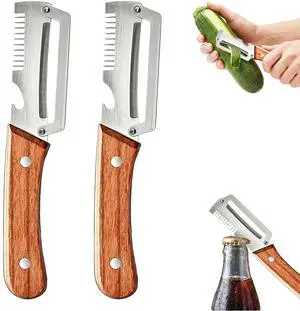 2-Pack Multifunctional Vegetable Peeler, 3 in 1 Stainless Steel Peeler with Wooden Handle, Julienne Peeler & Bottle Opener, Kitchen Vegetable Peelers for Potato, Carrot, Apple, Fruits & Veggies 2-Pack Multifunctional Vegetable Peeler, 3 in 1 Stainless Steel Peeler with Wooden Handle, Julienne Peeler & Bottle Opener, Kitchen Vegetable Peelers for Potato, Carrot, Apple, Fruits & Veggies