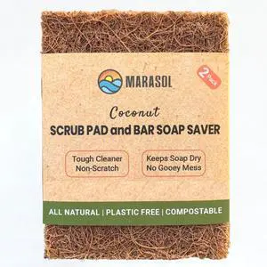 Soap Saver and Scrub Pad (2) | Coconut Fiber - Compostable | Plastic Free - Zero Waste | Bar Soap Holder | Tough Non-Scratch Scour Pad | Vegetable Brush | 2-Pack Soap Saver and Scrub Pad (2) | Coconut Fiber - Compostable | Plastic Free - Zero Waste | Bar Soap Holder | Tough Non-Scratch Scour Pad | Vegetable Brush | 2-Pack
