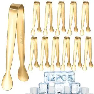 12 Pcs Gold Serving Tongs, Stainless Steel Ice Tongs Mini Sugar Tongs for Kitchen Appetizers, Party. Ting Tongs for Serving Food, Ice, Sugar Cube, Salad, Desserts 12 Pcs Gold Serving Tongs, Stainless Steel Ice Tongs Mini Sugar Tongs for Kitchen Appetizers, Party. Ting Tongs for Serving Food, Ice, Sugar Cube, Salad, Desserts
