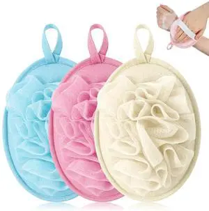 3 Pcs Loofah Sponge Shower Loofahs Travel Bath Sponge Mesh Balls Mini Loofah Travel Size with Elastic Hand Strap for Women Men Body Scrubber Wash Back Scrubber(Pink, Blue,Beige) 3 Pcs Loofah Sponge Shower Loofahs Travel Bath Sponge Mesh Balls Mini Loofah Travel Size with Elastic Hand Strap for Women Men Body Scrubber Wash Back Scrubber(Pink, Blue,Beige)