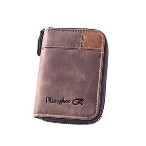 RFID Card Holder, Slim RFID Blocking Card Wallet, Leather Zipper Credit Card Holder Gift for Men Women (Brown), Brown, slim, Minimalist RFID Card Holder, Slim RFID Blocking Card Wallet, Leather Zipper Credit Card Holder Gift for Men Women (Brown), Brown, slim, Minimalist