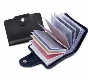 Genuine Leather Credit Card Holder with 24 Plastic Card Slots, ID Card Wallet Cash Holder for Unisex Genuine Leather Credit Card Holder with 24 Plastic Card Slots, ID Card Wallet Cash Holder for Unisex