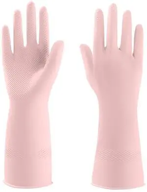 Rubber Gloves for Household, 2 Pairs - Dishwashing Gloves for Kitchen, Reusable (L, Pink) Rubber Gloves for Household, 2 Pairs - Dishwashing Gloves for Kitchen, Reusable (L, Pink)