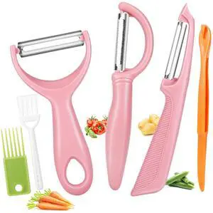 Upgrade Potato Peeler for Kitchen, 6PCS Stainless Steel Vegetable Peeler, I and Y Veggie Food Peeler for Apple Fruit Carrot Zucchini Cucumber,Good Grip Makes Peeling Very Easy (Pink) Upgrade Potato Peeler for Kitchen, 6PCS Stainless Steel Vegetable Peeler, I and Y Veggie Food Peeler for Apple Fruit Carrot Zucchini Cucumber,Good Grip Makes Peeling Very Easy (Pink)