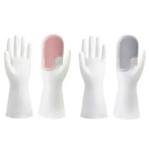 2 Pair Dishwashing Gloves with Scrubbing Bristles Dishes Washing Glove Brush Scrapper for Household Cleaning Kitchen Bathroom Car Garden 2 Pair Dishwashing Gloves with Scrubbing Bristles Dishes Washing Glove Brush Scrapper for Household Cleaning Kitchen Bathroom Car Garden