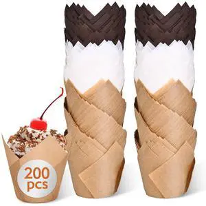 200pcs Tulip Cupcake Liners for Baking Cups, Excellent Muffin Liners, Unbleached Parchment Paper for Baking, Grease Resistant Cupcakes Wrappers for Party, Christmas by Kovpnor 200pcs Tulip Cupcake Liners for Baking Cups, Excellent Muffin Liners, Unbleached Parchment Paper for Baking, Grease Resistant Cupcakes Wrappers for Party, Christmas by Kovpnor