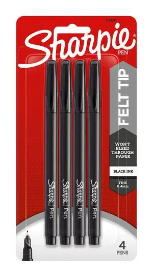 Wraps Pen, Fine Point, 4-Pack, Black (1924213) Wraps Pen, Fine Point, 4-Pack, Black (1924213)