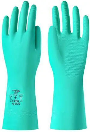 18 Mil Chemical Resistant Nitrile Gloves 13" Long, Resist Household Acid, Alkali, Solvent and Oil, Latex Rubber Free 18 Mil Chemical Resistant Nitrile Gloves 13" Long, Resist Household Acid, Alkali, Solvent and Oil, Latex Rubber Free