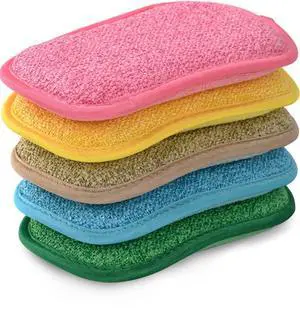 Kitchen Scrub Sponges, Heavy Duty Cleaning Non-Scratch Scrub Sponge, Reusable Microfiber Sponge for Household Cleaning, Random Colors (Multicolour) Kitchen Scrub Sponges, Heavy Duty Cleaning Non-Scratch Scrub Sponge, Reusable Microfiber Sponge for Household Cleaning, Random Colors (Multicolour)