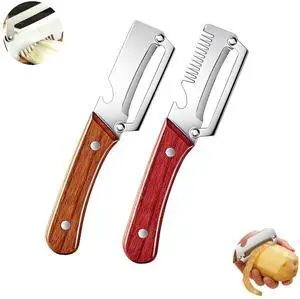 2PCS Multi-Functional Vegetable Peeler for Kitchen, 3 in 1 Stainless Steel Blade with Wooden Handle and Bottle Opener, Kitchen Gadgets Tool for Fruit Peeling Potato Carrot Veggie Peeler (A) 2PCS Multi-Functional Vegetable Peeler for Kitchen, 3 in 1 Stainless Steel Blade with Wooden Handle and Bottle Opener, Kitchen Gadgets Tool for Fruit Peeling Potato Carrot Veggie Peeler (A)