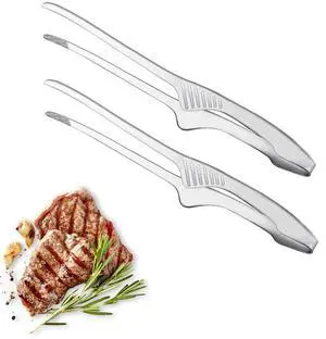 Stainless Steel Grill Tongs, 2-Pack Non-Slip Serrated for BBQ & Camping Stainless Steel Grill Tongs, 2-Pack Non-Slip Serrated for BBQ & Camping