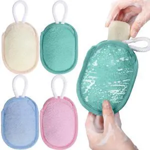 4 Pcs Bath Body Exfoliating Soap Saver, Exfoliator Scrubber Pouch, Bath Loofah Sponge Body Scrubber Shower Sponge Exfoliating Mesh Pouf for Women and Men Bathing (Light Color) 4 Pcs Bath Body Exfoliating Soap Saver, Exfoliator Scrubber Pouch, Bath Loofah Sponge Body Scrubber Shower Sponge Exfoliating Mesh Pouf for Women and Men Bathing (Light Color)