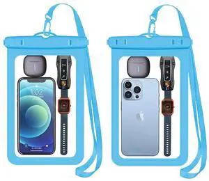 [Up to 8.9" 2 Pack Waterproof Phone Pouch Case,Waterproof Phone Bag for iPhone 17 16 15 14 13 Pro Max Plus Galaxy S25 S24 Ultar Plus+,IPX8 Cellphone Dry Bag Beach Travel Essentials-Blue [Up to 8.9" 2 Pack Waterproof Phone Pouch Case,Waterproof Phone Bag for iPhone 17 16 15 14 13 Pro Max Plus Galaxy S25 S24 Ultar Plus+,IPX8 Cellphone Dry Bag Beach Travel Essentials-Blue