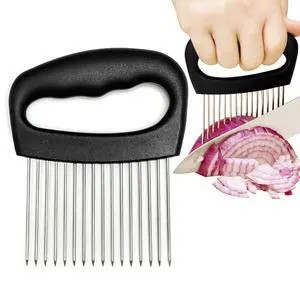 Extra-Large Onion Holder for Slicing, Onion Cutter, Onion Slicer Holder, Stainless Steel Tomato Slicer Vegetable Cutter for Potato, Tomato, Lemon, Meat Tenderizer, Kitchen Food Slicer Guide Extra-Large Onion Holder for Slicing, Onion Cutter, Onion Slicer Holder, Stainless Steel Tomato Slicer Vegetable Cutter for Potato, Tomato, Lemon, Meat Tenderizer, Kitchen Food Slicer Guide