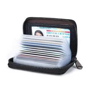Genuine Leather Credit Card Holder Zipper Wallet RFID Blocking Secure Card Case ID Case Organizer (Classic-Black Pebbled Genuine Leather) Genuine Leather Credit Card Holder Zipper Wallet RFID Blocking Secure Card Case ID Case Organizer (Classic-Black Pebbled Genuine Leather)