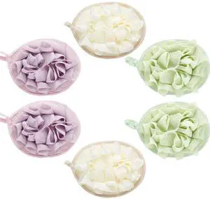 3 Pcs Bath Shower Pouf Sponge Mesh Pouf Shower Ball Exfoliating Body Sponge Pad Scrubber Glove with Flower Bath Ball (Beige,Green,Purple) 3 Pcs Bath Shower Pouf Sponge Mesh Pouf Shower Ball Exfoliating Body Sponge Pad Scrubber Glove with Flower Bath Ball (Beige,Green,Purple)