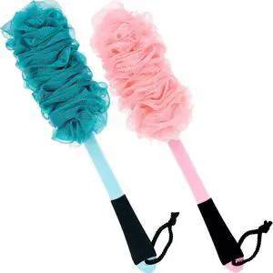 2 Pack Back Scrubber for Shower, Long Handle Scrub Brush, Exfoliating Loofah Sponge Body Brush for Back Use, Loofah On a Stick for Back Cleaning, Bathing Accessories Body Brushes (Blue and Pink) 2 Pack Back Scrubber for Shower, Long Handle Scrub Brush, Exfoliating Loofah Sponge Body Brush for Back Use, Loofah On a Stick for Back Cleaning, Bathing Accessories Body Brushes (Blue and Pink)