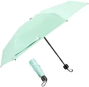 Mini Travel Umbrella, Portable Lightweight Compact Parasol with 95% UV Protection for Sun & Rain, Green Mini Travel Umbrella, Portable Lightweight Compact Parasol with 95% UV Protection for Sun & Rain, Green