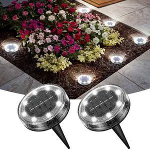 Solar Ground Lights Outdoor Anti-Rust Disk Lights, 2pack Cold White Solar Ground Lights Outdoor Anti-Rust Disk Lights, 2pack Cold White
