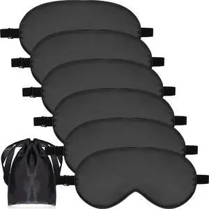 6 Pieces Natural Silk Sleep Mask Soft Eye Mask Adjustable Strap Blindfold Eyeshade Smooth Comfortable Eye Cover with Bag for Sleeping(Black) 6 Pieces Natural Silk Sleep Mask Soft Eye Mask Adjustable Strap Blindfold Eyeshade Smooth Comfortable Eye Cover with Bag for Sleeping(Black)