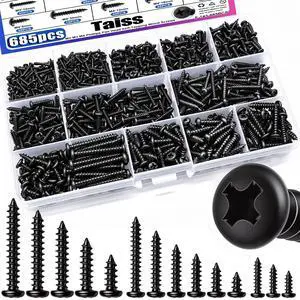 685PCS M2 M3 M4 Phillips Pan Head Self Tapping Wood Screws Assortment Kit,14 Sizes Self Tapping Screws for Plastic,Cross Recessed Carbon Steel Black Screws for Wood,Plastic 685PCS M2 M3 M4 Phillips Pan Head Self Tapping Wood Screws Assortment Kit,14 Sizes Self Tapping Screws for Plastic,Cross Recessed Carbon Steel Black Screws for Wood,Plastic