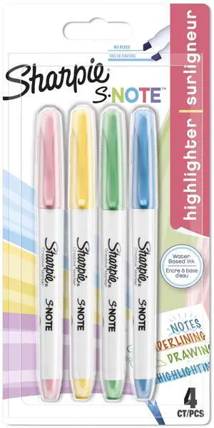 S-Note Highlighter Pens | Part Art Marker Pen, Part Highlighter to Draw, Write & More | Assorted Pastel Colours | Chisel Tip | 4 Count S-Note Highlighter Pens | Part Art Marker Pen, Part Highlighter to Draw, Write & More | Assorted Pastel Colours | Chisel Tip | 4 Count