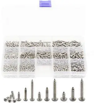 600pcs M2, M2.2, M2.6, M3 Pan Head Self-Tapping Sheet Metal Screw Assortment Kit, 12 Sizes, 304 Stainless Steel 600pcs M2, M2.2, M2.6, M3 Pan Head Self-Tapping Sheet Metal Screw Assortment Kit, 12 Sizes, 304 Stainless Steel