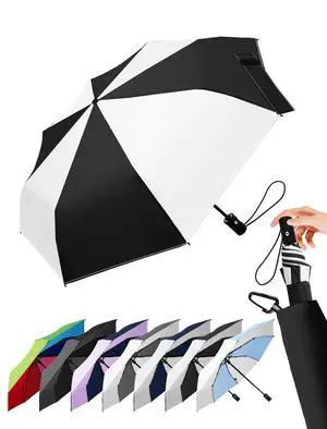 Windproof Travel Umbrella for Rain - 43" Auto Open Close 8-Rib Compact, Stylish Two-Tone Color Block Design, Easy-Close Folding Portable Parasol for Men & Women Windproof Travel Umbrella for Rain - 43" Auto Open Close 8-Rib Compact, Stylish Two-Tone Color Block Design, Easy-Close Folding Portable Parasol for Men & Women