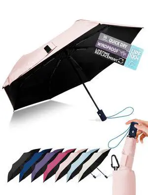 Windproof Travel Umbrella for Rain - 43" Compact Folding Umbrella, Reinforced Strong Frame, Lightweight Portable Parasol with UPF 100+ UV Sun Protection, Cruise Ship Essentials Windproof Travel Umbrella for Rain - 43" Compact Folding Umbrella, Reinforced Strong Frame, Lightweight Portable Parasol with UPF 100+ UV Sun Protection, Cruise Ship Essentials