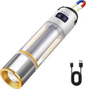 Flashlight with Magnetic Base 10000 Lumens, Led Tactical Flashlight with Zoomable, 6 Modes, Cob Light for Camping, Hiking Emergencies Home Outdoor Use Flashlight with Magnetic Base 10000 Lumens, Led Tactical Flashlight with Zoomable, 6 Modes, Cob Light for Camping, Hiking Emergencies Home Outdoor Use