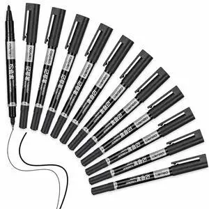 12 Count Black Dual Tip Waterproof Permanent Marker Pens Bulk 12 Count Black Dual Tip Waterproof Permanent Marker Pens Bulk