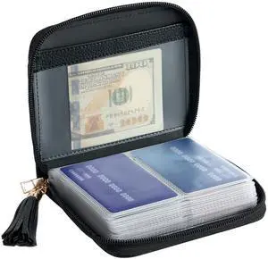 Credit Card Holder Wallet for Women Zipper Leather Card Case RFID Blocking with 40 Card Slots Credit Card Holder Wallet for Women Zipper Leather Card Case RFID Blocking with 40 Card Slots