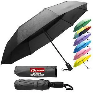 Travel Umbrella Compact - Small Umbrella for Backpack & Purse, Portable Automatic Umbrellas for Rain, Windproof, Reinforced Fiberglass Ribs, Water-Repellent Teflon, Black Travel Umbrella Compact - Small Umbrella for Backpack & Purse, Portable Automatic Umbrellas for Rain, Windproof, Reinforced Fiberglass Ribs, Water-Repellent Teflon, Black