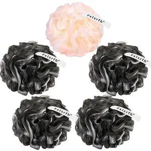 Bath Loofah Sponge 70 Grams Large Size, Black Soft Mesh Long-Lasting Shower Loofah for Rich Lather, 5 Pack Shower Sponge Exfoliating Cleaning Bath Loofa Body Scrubber Balls for Men & Women Bath Loofah Sponge 70 Grams Large Size, Black Soft Mesh Long-Lasting Shower Loofah for Rich Lather, 5 Pack Shower Sponge Exfoliating Cleaning Bath Loofa Body Scrubber Balls for Men & Women