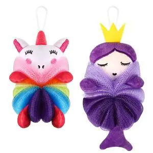 2 Pcs Bath Loofahs Kids Toddler Cute Cartoon Bath Sponges Loofah Pouf Body Scrubber Mesh Sponges for Children Shower Washing Exfoliating(Unicorn, Princess) 2 Pcs Bath Loofahs Kids Toddler Cute Cartoon Bath Sponges Loofah Pouf Body Scrubber Mesh Sponges for Children Shower Washing Exfoliating(Unicorn, Princess)